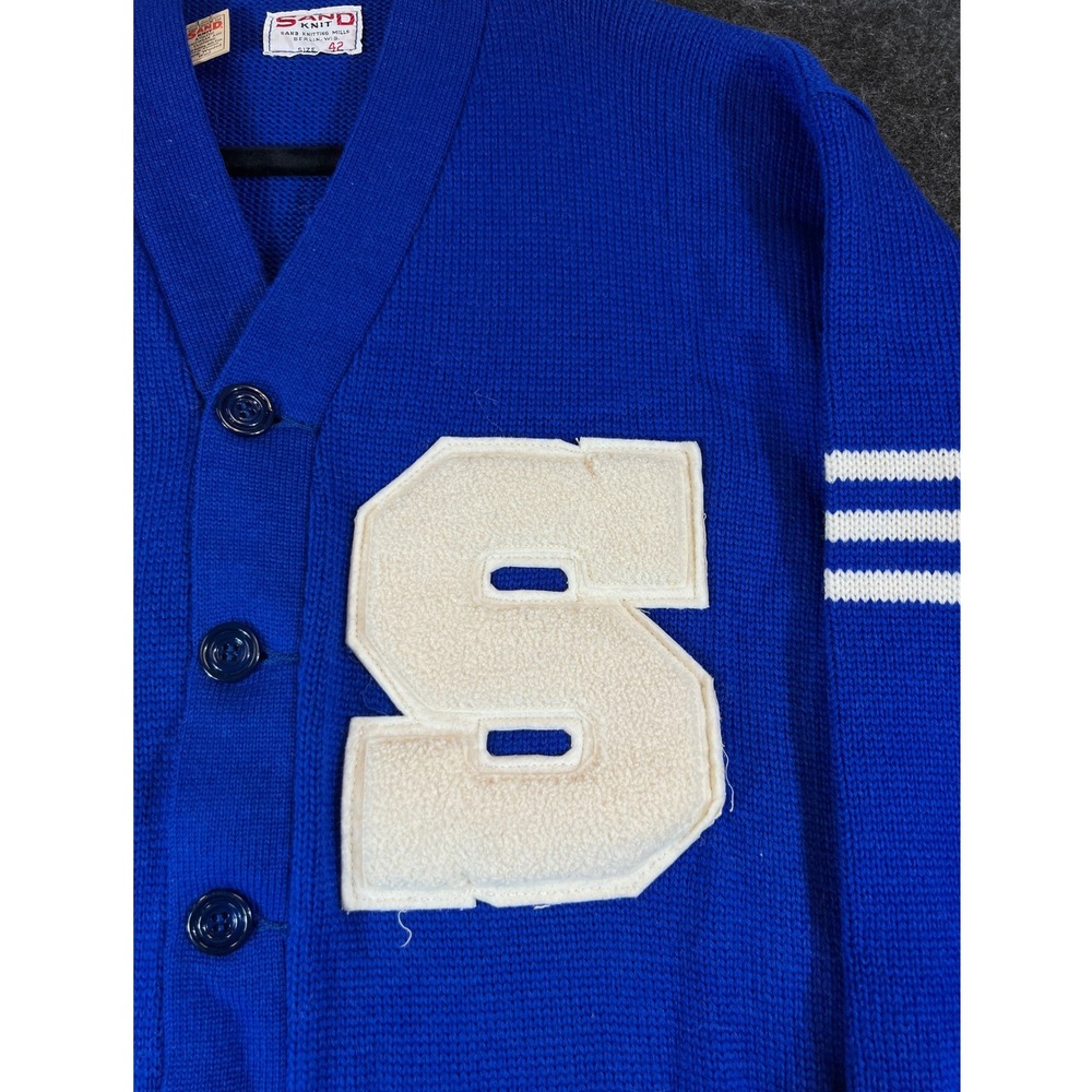 Vintage NWT Sand Knit Worsted Wool Varsity Letterman Sweater Shorewood Sz 42 40s - Picture 3 of 6